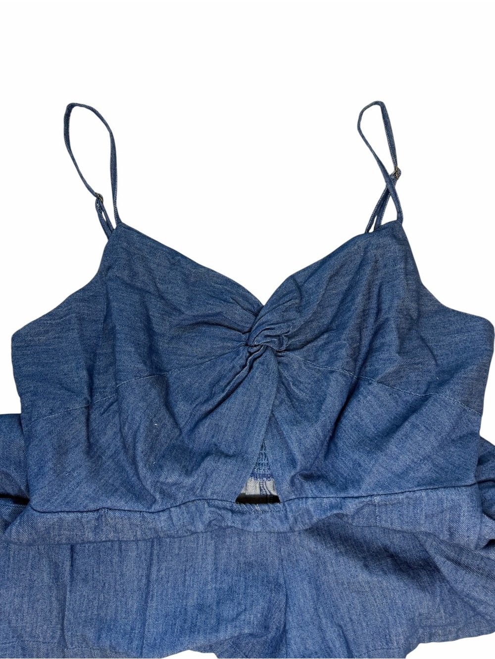 Old Navy Blue Denim-Look Spaghetti Strap Romper - Picture 2 of 4
